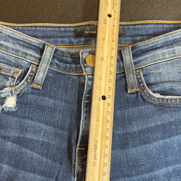 Flying Monkey Mid Rise Ankle Skinny Blue Jeans Distressed Dark Wash Womens 25 - Picture 10 of 13